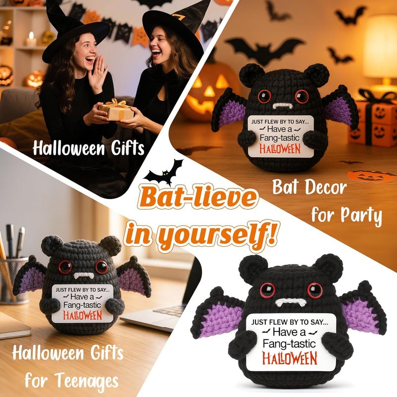 MBL Boo Basket Stuffers for Women - Halloween Bat Decoration Handmade Crochet Hanging Bats Plush Gift for Gothic Goth Spooky Vampire Witchy Home Decor Men Kids Teens Girls Stuffers - Image 5